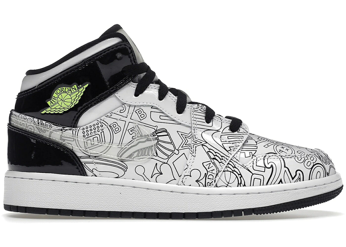 ナイキ ジョーダン ミッド 白いこと 白いこと 黒いこと 黒いこと 御坊っちゃん キッズ JORDAN 1 MID SE DIY (GS) / WHITE WHITE BLACK VOLT もの言う花 マタニティ スニーカー