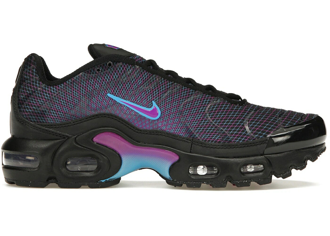 ナイキ マックス 黒色 ブラック 青色 ブルー 紫 パープル エアマックスプラス ジュニア キッズ NIKE AIR MAX PLUS SPIROGRAPH (GS) / BLACK BALTIC BLUE VIVID PURPLE ベビー マタニティ スニーカー