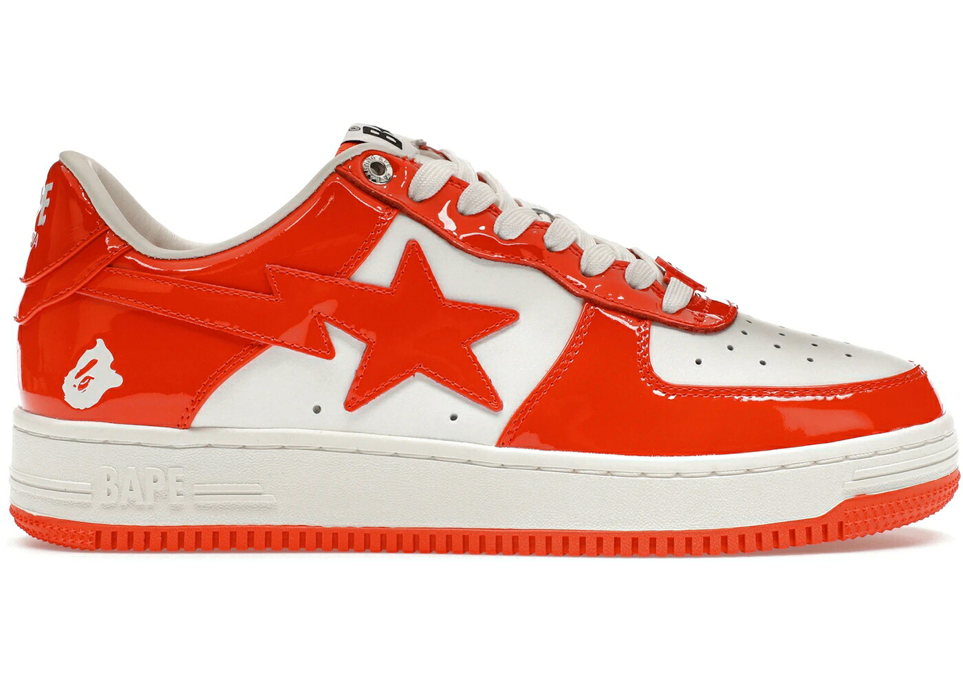 ベイプ 専売特許 なめし革 橙 オレンジ色 白いこと 白いこと スニーカー ユニ一発やる BAPE A BATHING APE STA PATENT LEATHER ORANGE WHITE / ORANGE WHITE メンズ 靴-スニーカー