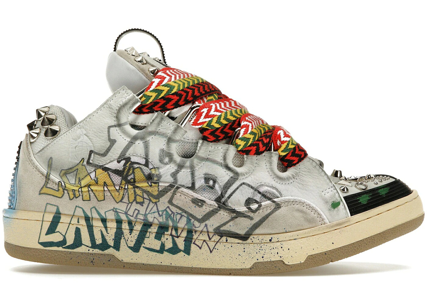 ランバン 靴 スニーカー 白色 ホワイト 黒色 ブラック WOMEN'S レディース LANVIN CURB SNEAKER GRAFFITI (WOMEN'S) / WHITE BLACK MULTICOLOR｜スニケス