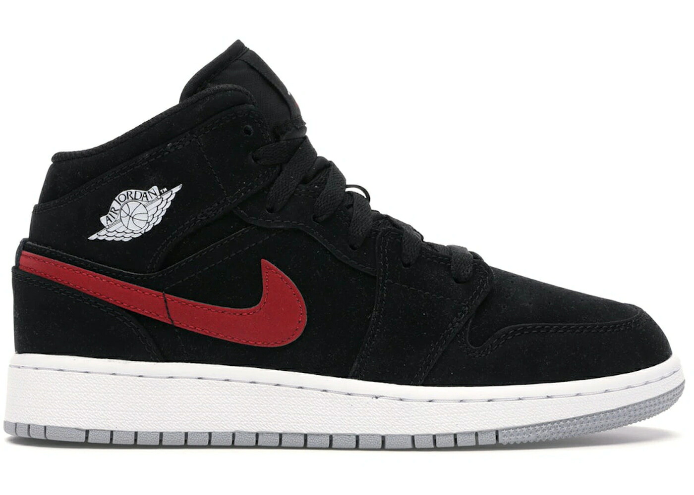 ナイキ ジョーダン ミッド スウッシュ スウォッシュ 黒色 ブラック 赤 レッド ジュニア キッズ JORDAN 1 MID MULTI-COLOR SWOOSH BLACK (GS) / BLACK VARSITY RED VARSITY ROYAL ベビー マタニティ スニーカー｜スニケス