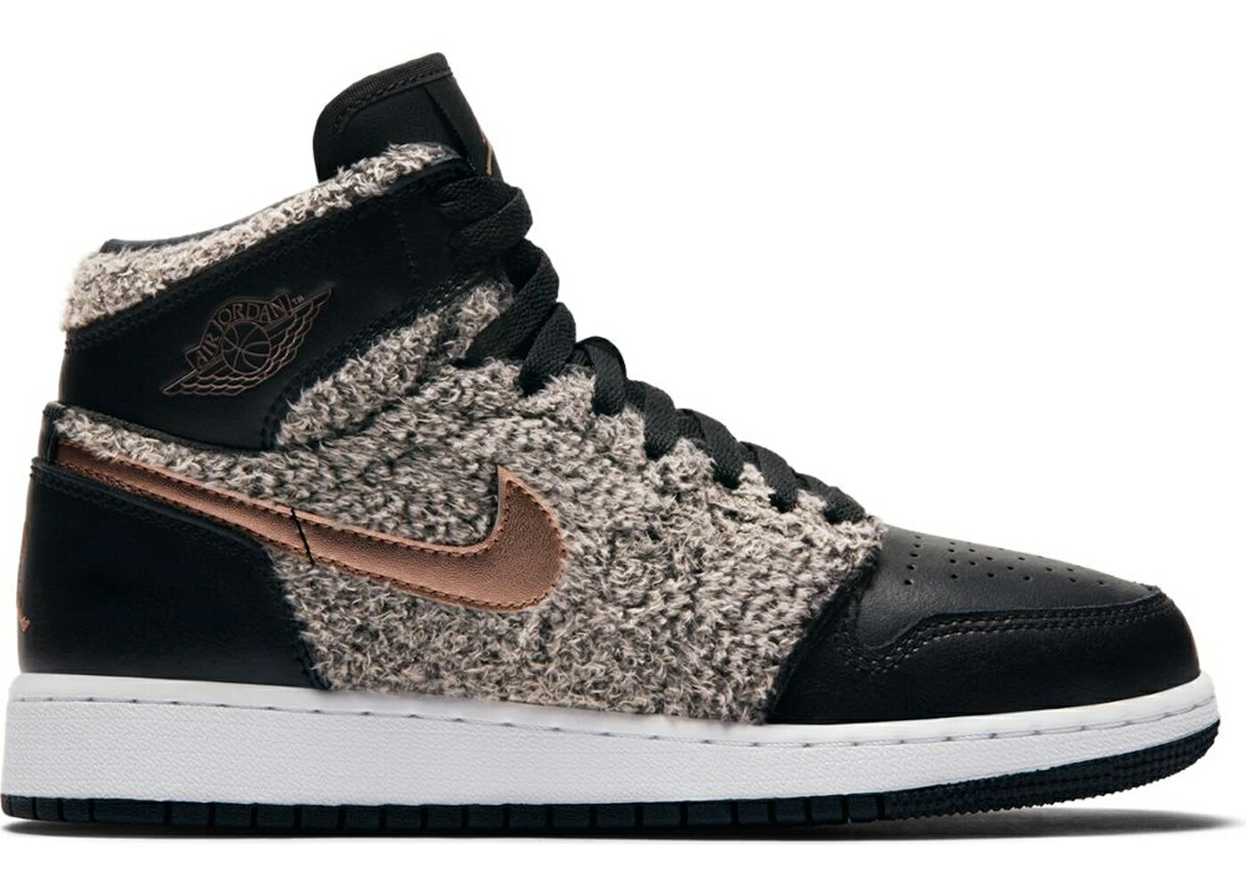 ナイキ ジョーダン ハイ フリース 黒色 ブラック 赤 レッド 銅 ブロンズ 白色 ホワイト ジュニア キッズ JORDAN 1 RETRO HIGH FLEECE BLACK METALLIC RED BRONZE (GS) / BLACK METALLIC RED BRONZE WHITE ベビー マ
