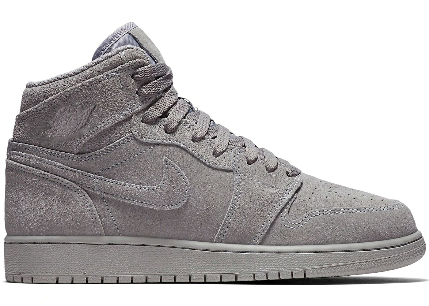 ナイキ ジョーダン ハイ 灰色 グレー スエード スウェード ジュニア キッズ JORDAN 1 RETRO HIGH GREY SUEDE (GS) / WOLF GREY WOLF GREY ベビー マタニティ スニーカー｜スニケス