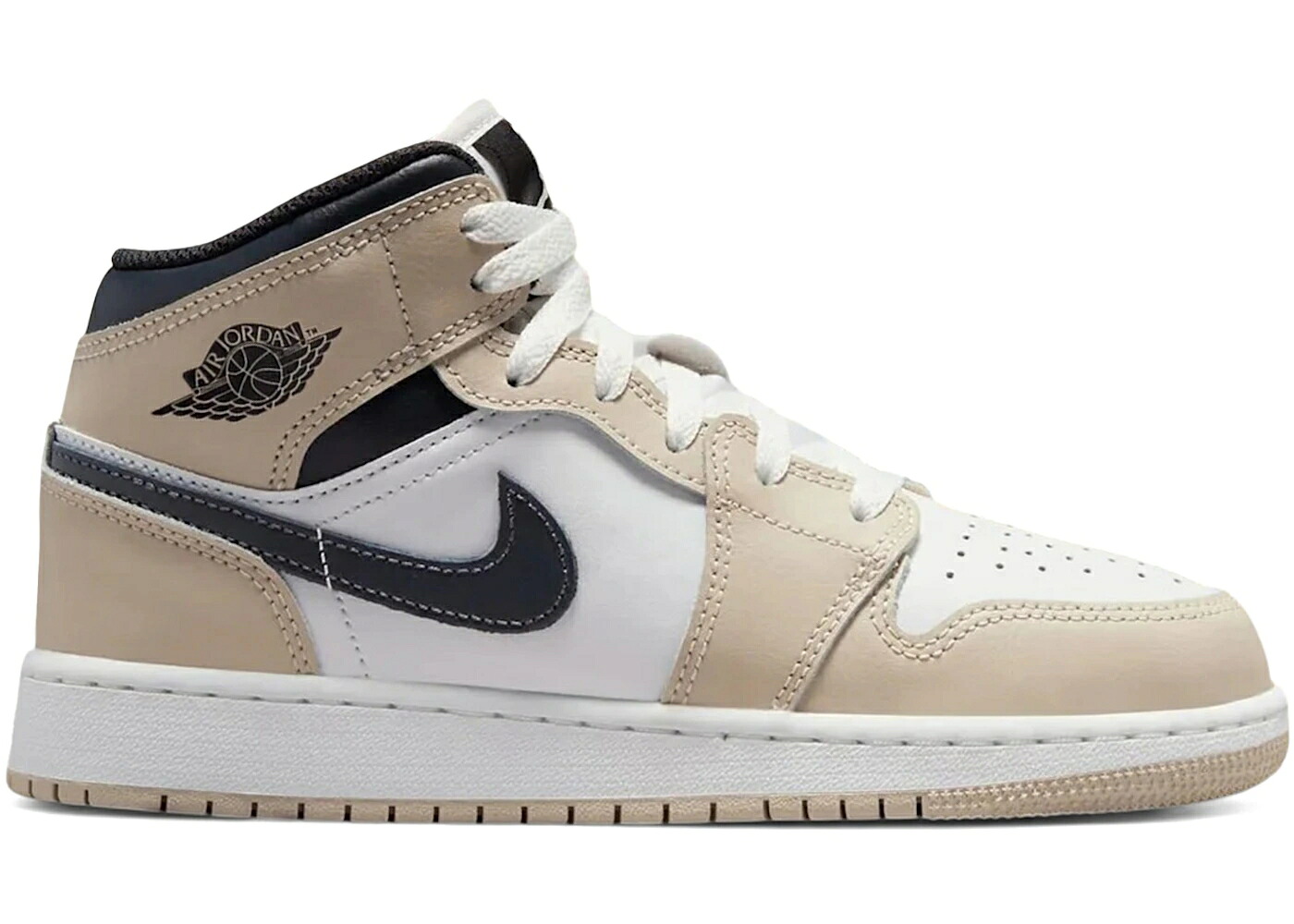 ナイキ ジョーダン ミッド 白色 ホワイト ジュニア キッズ JORDAN 1 MID WHITE OFF NOIR RATTAN (GS) / SUMMIT WHITE OFF NOIR RATTAN ベビー マタニティ スニーカー|スニケス