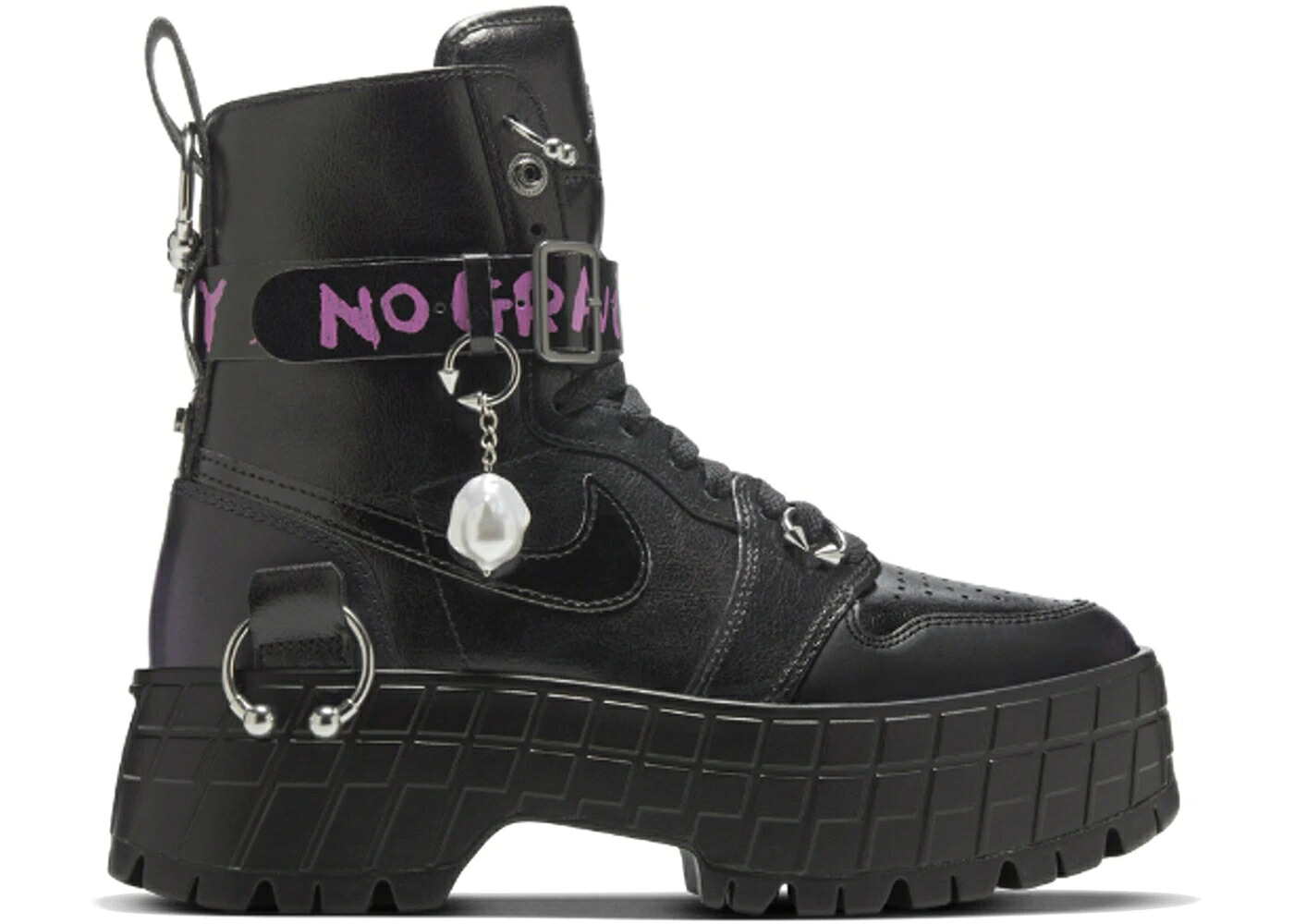 ナイキ ジョーダン 御機嫌 ブルックリン 黒いこと 黒いこと 紫 パープル WOMEN\u0027S スニーカー レディース JORDAN 1 HIGH BROOKLYN NO GRAVITY (WOMEN\u0027S) / BLACK GLOBAL PURPLE BLACK