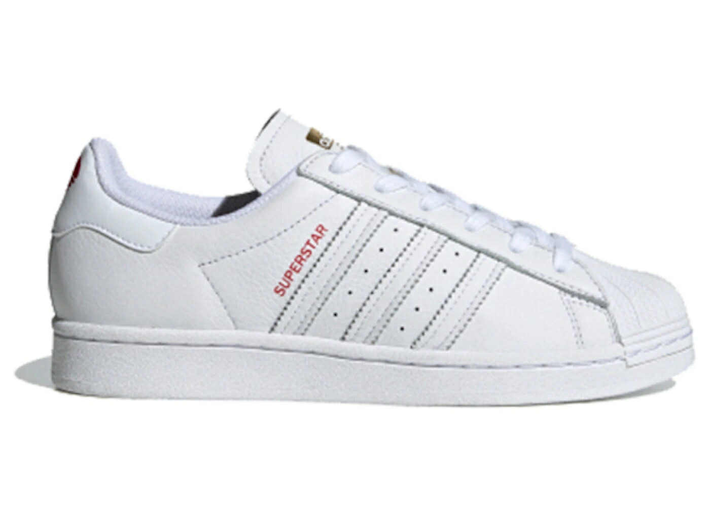 アディダス はやりっ子 白いこと 白いこと ゴールド VALENTINE\u0027S WOMEN\u0027S スニーカー レディース ADIDAS SUPERSTAR DAY (WOMEN\u0027S) / CLOUD WHITE SCARLET GOLD