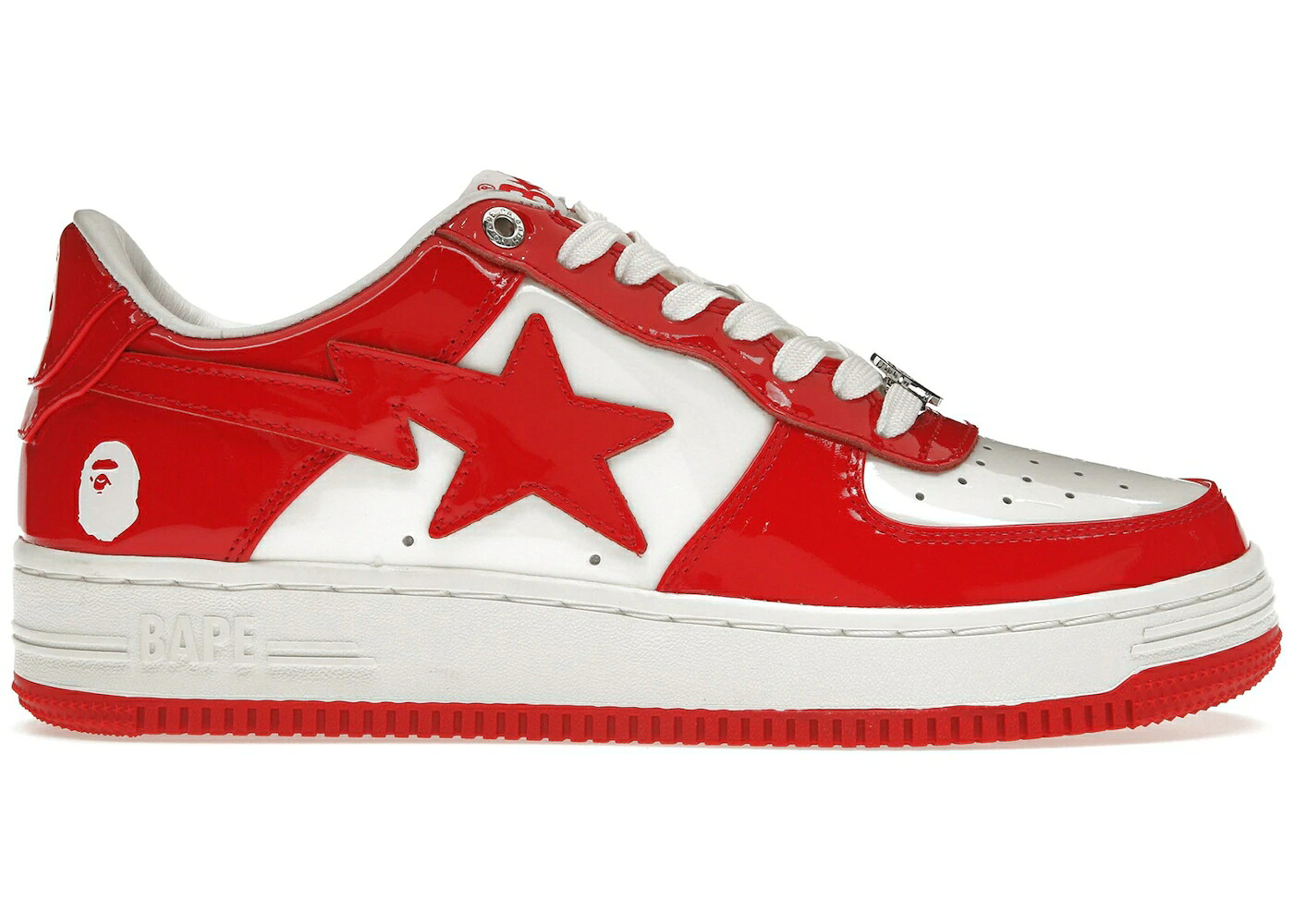 ベイプ 専売特許 なめし革 白いこと 白いこと 赤 赤いこと スニーカー メンズ BAPE A BATHING APE STA PATENT LEATHER WHITE RED (2023) / WHITE RED
