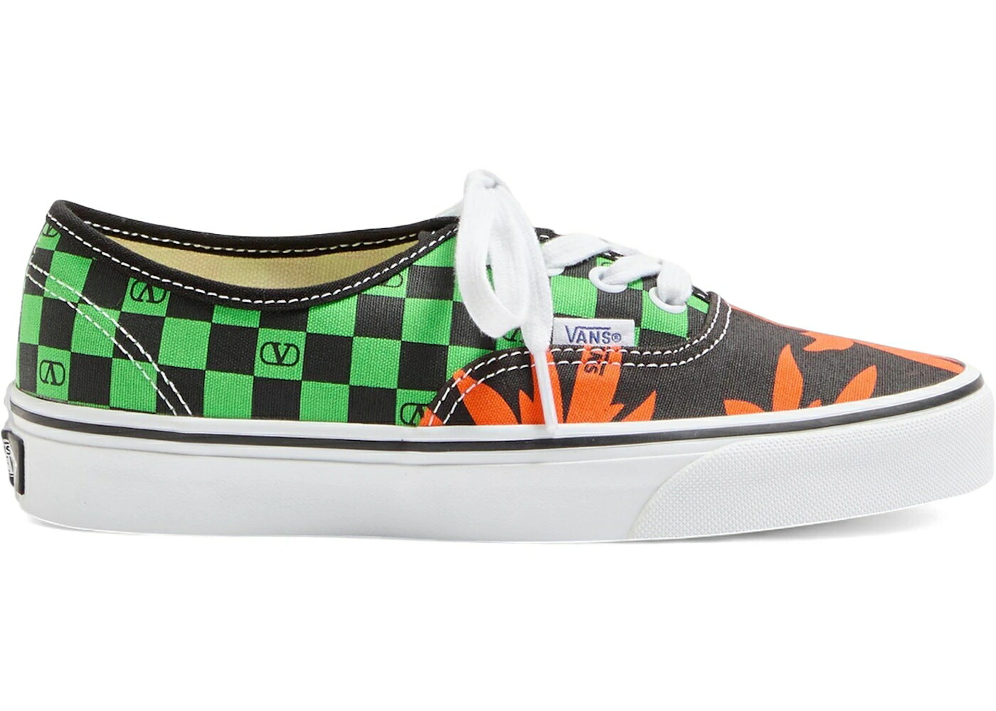 ヴァンズ バンズ オーセンティック 緑 グリーン 橙 オレンジ スニーカー メンズ VANS AUTHENTIC VALENTINO GARAVANI CHECKERBOARD TROPICAL LEAVES / GREEN ORANGE
