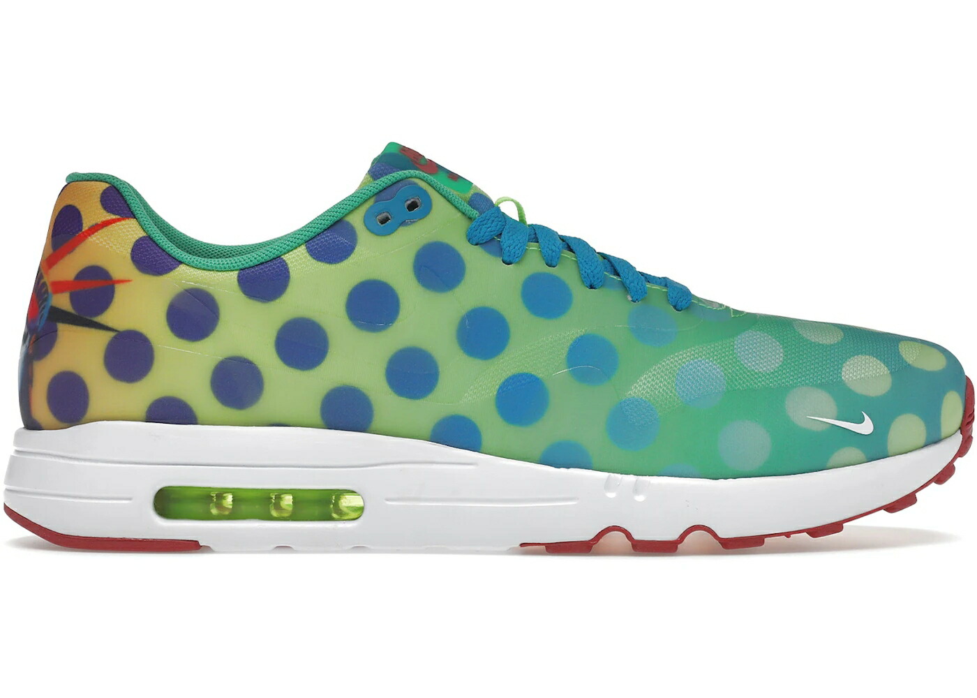 ナイキ マックス ウルトラ アート 緑 グリーン ダイナミック 青色 ブルー エアマックス 2.0 スニーカー メンズ NIKE AIR MAX 1 ULTRA POP ART POLKA DOTS / GAMMA GREEN CLEAR DYNAMIC BLUE