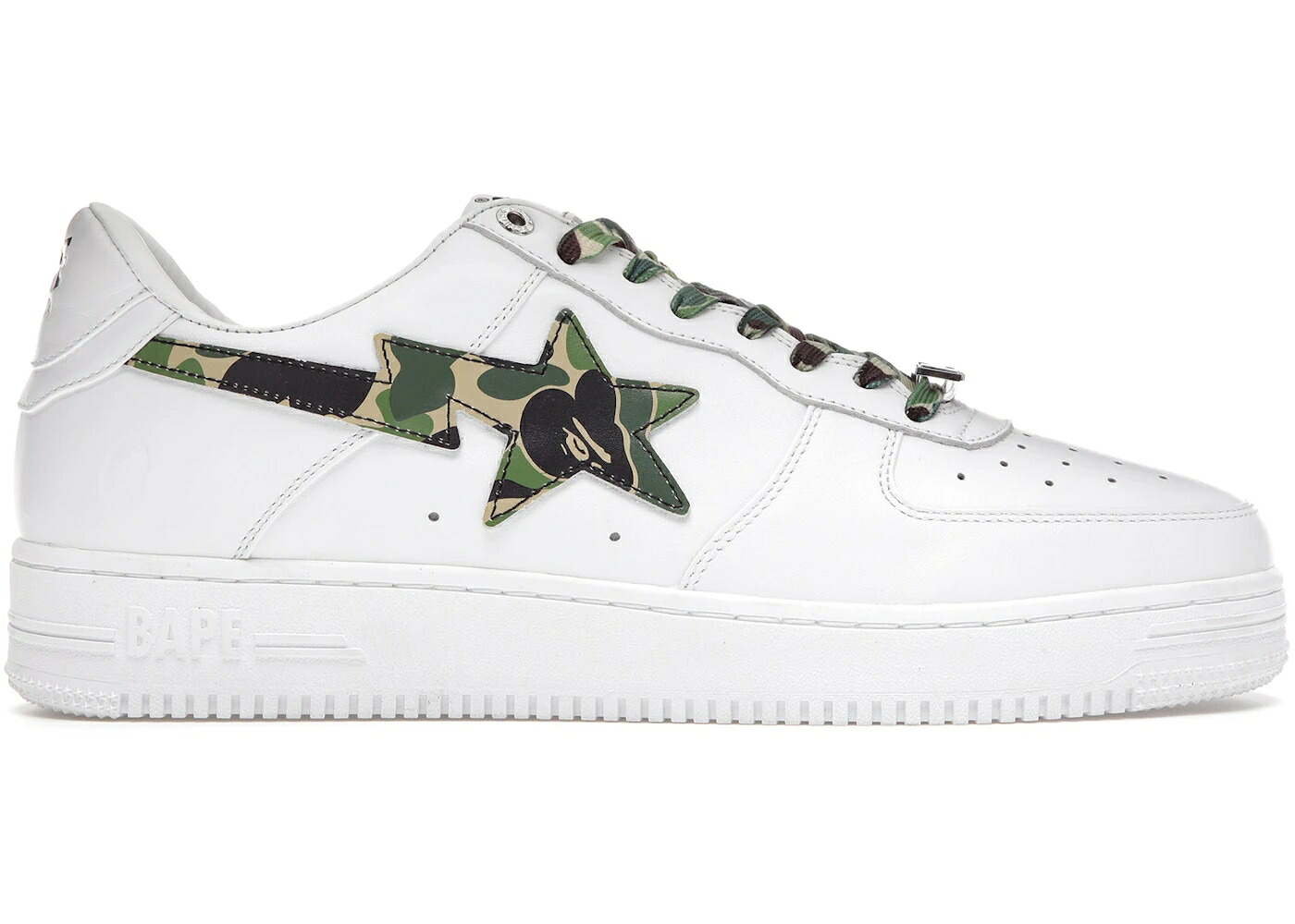ベイプ 白色 ホワイト カモ柄 緑 グリーン スニーカー メンズ BAPE A BATHING APE STA LOW WHITE ABC CAMO GREEN (2021) / WHITE WHITE GREEN|スニケス