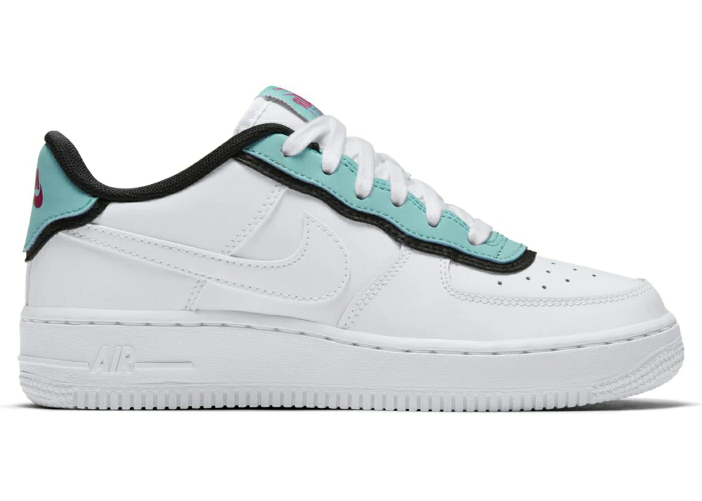 ナイキ アクア 黒色 ブラック 白色 ホワイト エアフォース ジュニア キッズ NIKE AIR FORCE 1 LOW DOUBLE LAYER AQUA BLACK (GS) / WHITE LIGHT AQUA BLACK WHITE ベビー マタニティ スニーカー