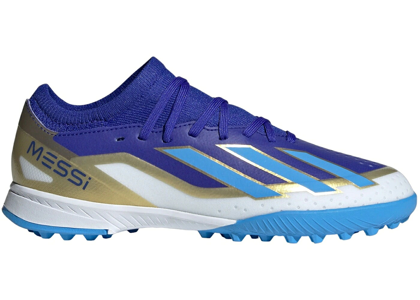 アディダス ターフ 青色 ブルー バースト 白色 ホワイト ジュニア キッズ ADIDAS CRAZYFAST MESSI LEAGUE TURF LUCID BLUE BURST CLOUD WHITE (GS) / LUCID BLUE BLUE BURST CLOUD ベビー マタニティ スニーカー|スニケス