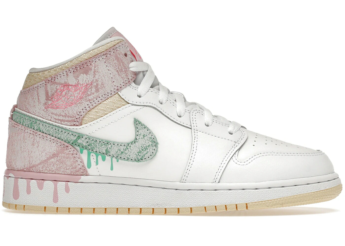 ナイキ ジョーダン ミッド 白いこと 白いこと 緑 緑であること 御坊っちゃん キッズ JORDAN 1 MID PAINT DRIP (GS) / WHITE GREEN GLOW ARCTIC PUNCH もの言う花 マタニティ スニーカー