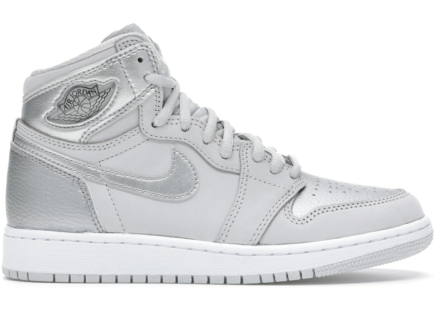 ナイキ ジョーダン ハイ 灰色 グレー 銀色 シルバー ジュニア キッズ JORDAN 1 RETRO HIGH CO JAPAN NEUTRAL GREY (GS) / NEUTRAL GREY METALLIC SILVER ベビー マタニティ スニーカー