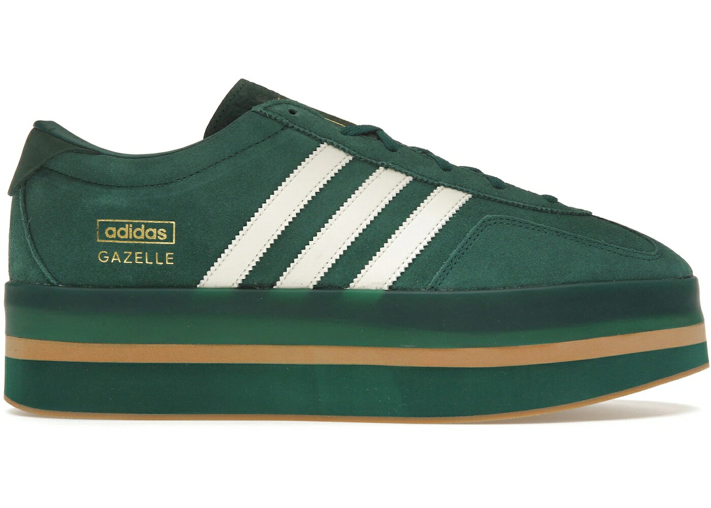 アディダス ガゼル 緑 グリーン クリーム 白色 ホワイト WOMEN'S スニーカー レディース ADIDAS GAZELLE STACK COLLEGIATE GREEN CREAM WHITE (WOMEN'S) / COLLEGIATE GREEN GUM CREAM