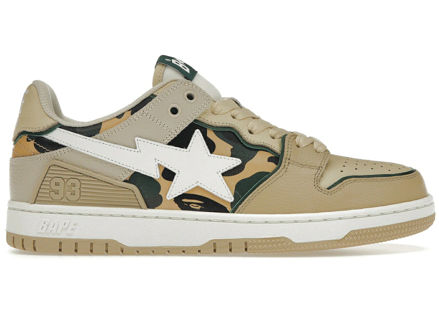 ベイプ ベージュ 黄色 イエロー カモ柄 緑 グリーン スニーカー メンズ BAPE A BATHING APE SK8 STA BEIGE YELLOW CAMO / BEIGE GREEN