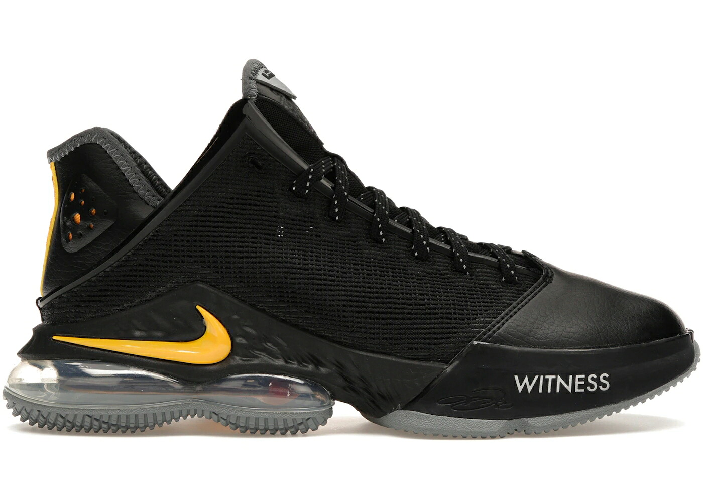 ナイキ レブロン 黒色 ブラック ゴールド 灰色 グレー スニーカー メンズ NIKE LEBRON 19 LOW WITNESS / BLACK UNIVERSITY GOLD SMOKE GREY