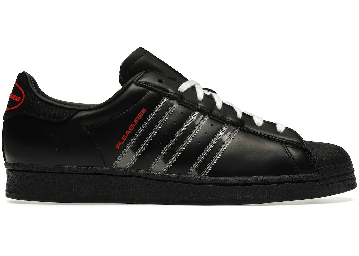 アディダス スーパースター 黒色 ブラック 赤 レッド スニーカー メンズ ADIDAS SUPERSTAR PLEASURES / BLACK BLACK RED|スニケス