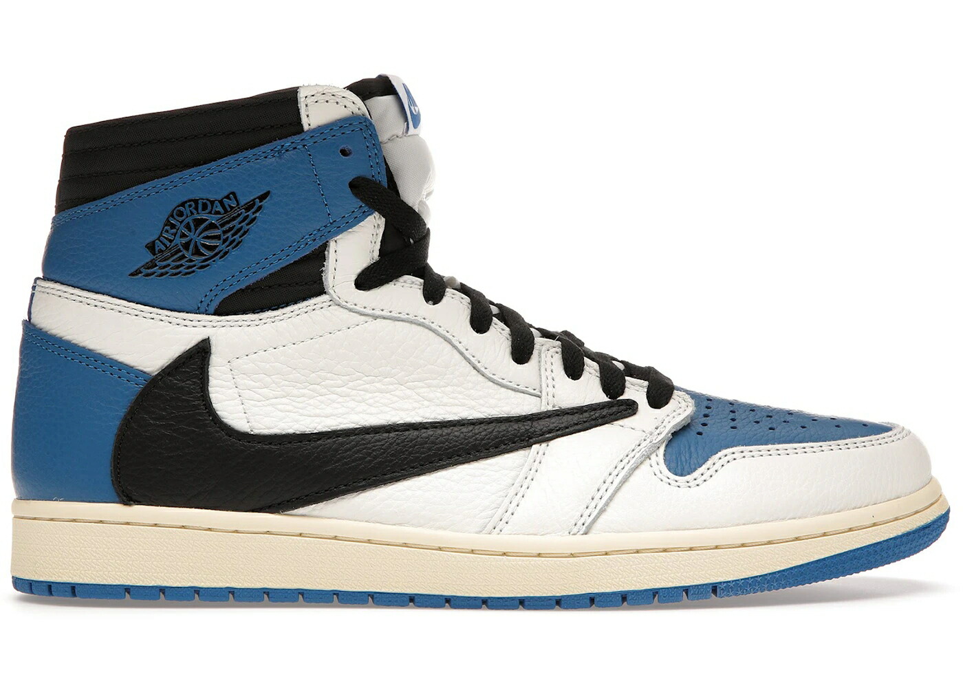 ナイキ ジョーダン ハイ 黒色 ブラック 青色 ブルー トラヴィススコット スニーカー メンズ JORDAN 1 RETRO HIGH OG SP FRAGMENT X TRAVIS SCOTT (SAMPLE) / SAIL BLACK MILITARY BLUE SHY|スニケス