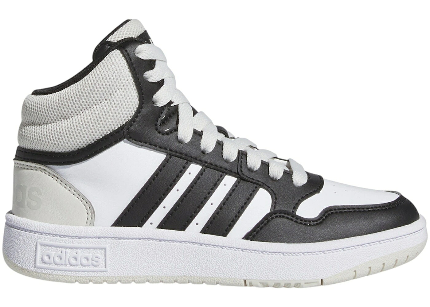 アディダス ミッド 灰色 グレー コア 黒色 ブラック 白色 ホワイト ジュニア キッズ ADIDAS HOOPS MID ORBIT GREY CORE BLACK CLOUD WHITE (GS) / ORBIT GREY CORE BLACK CLOUD ベビー マタニティ スニーカー|スニケス