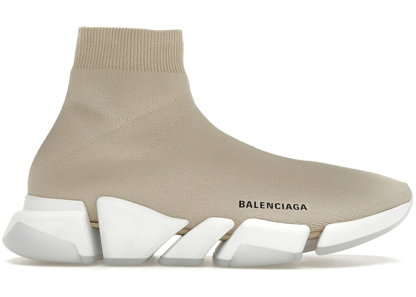 バレンシアガ スピード ベージュ 白色 ホワイト 2.0 スニーカー メンズ BALENCIAGA SPEED RECYCLED SOLE TRANSPARENT BEIGE / BEIGE WHITE｜スニケス