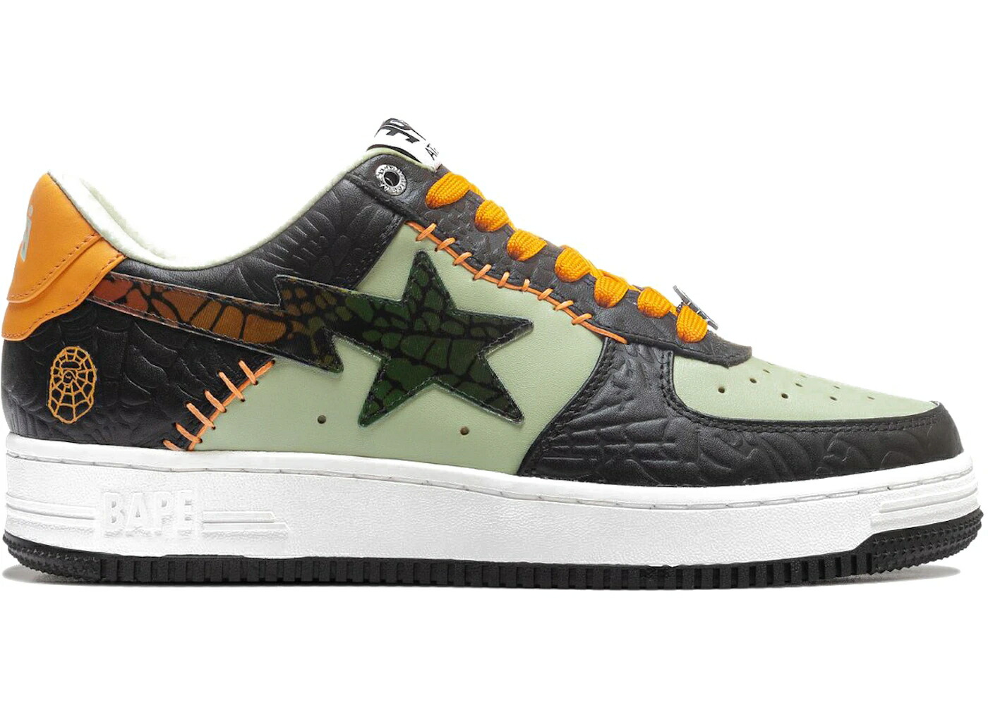 ベイプ 黒いこと 黒いこと カーキ 橙 オレンジ色 スニーカー メンズ BAPE A BATHING APE STA LOW HALLOWEEN (2021) / BLACK KHAKI ORANGE