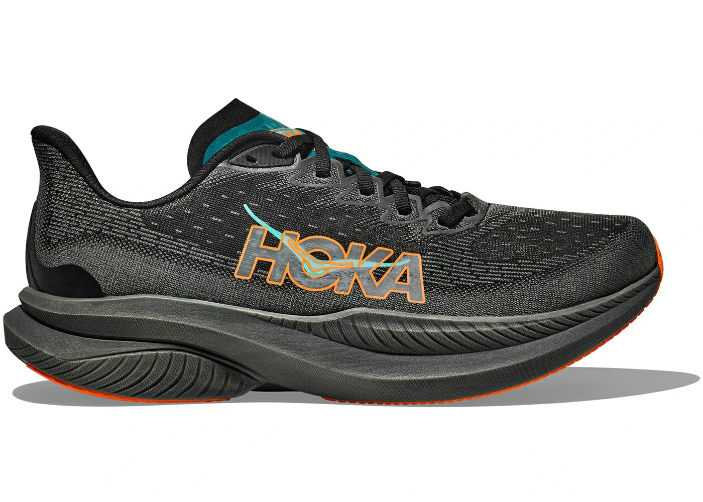 ホカオネオネ 黒色 ブラック スニーカー メンズ HOKA ONE ONE HOKA ONE MACH 6 BLACK ELECTRIC TANGERINE / BLACK ELECTRIC TANGERINE
