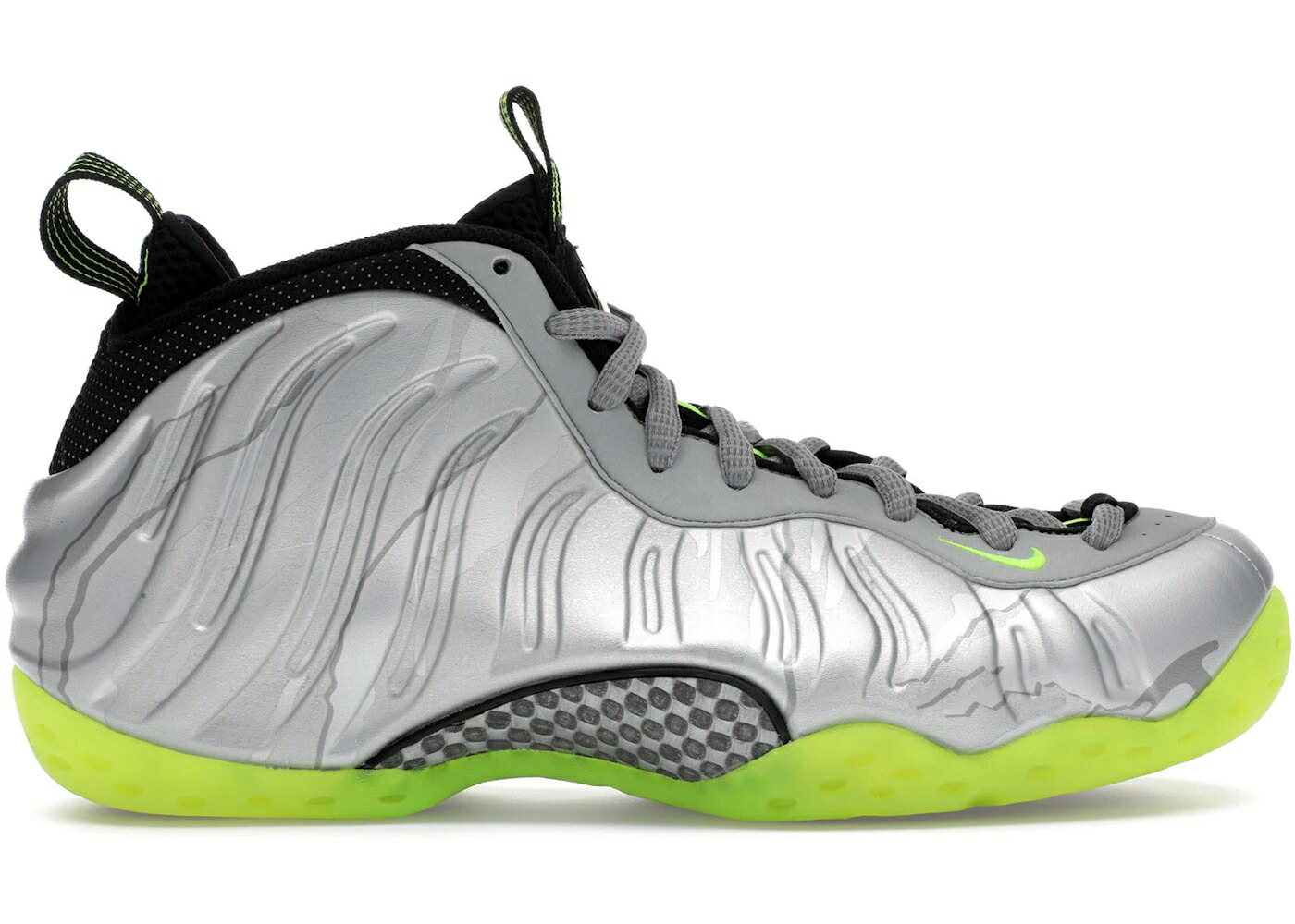 ナイキ フォームポジット 銀色 シルバー カモ柄 黒色 ブラック エアフォームポジットワン スニーカー メンズ NIKE AIR FOAMPOSITE ONE SILVER VOLT CAMO / METALLIC SILVER VOLT BLACK