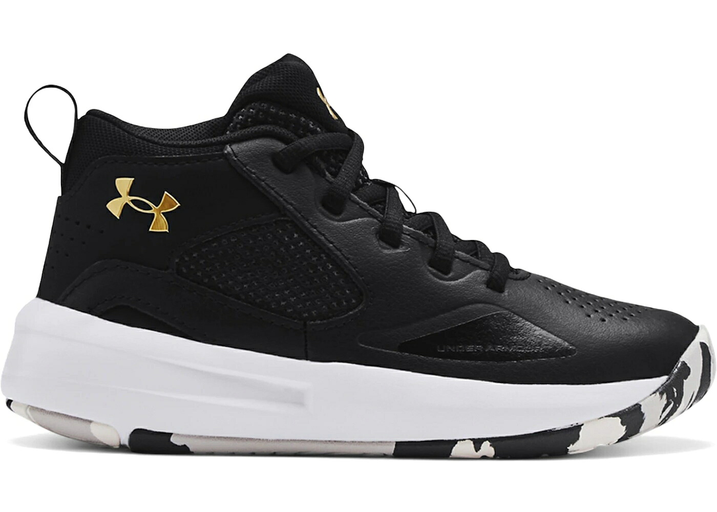 黒色 ブラック ゴールド 白色 ホワイト アンダーアーマー ジュニア キッズ UNDER ARMOUR UNDER ARMOUR LOCKDOWN 5 BLACK METALLIC GOLD (PS) / BLACK METALLIC GOLD WHITE ベビー マタニティ スニーカー