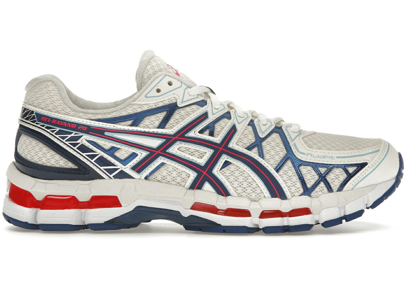 アシックス クリーム 青色 ブルー 赤 レッド スニーカー メンズ ASICS GEL-KAYANO 20 CREAM BLUE RED / CREAM BLUE RED
