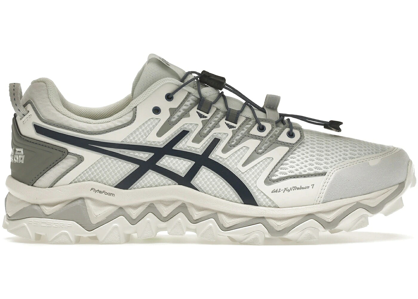 アシックス 白色 ホワイト 紺色 ネイビー スニーカー メンズ ASICS GEL-FUJITRABUCO 7 CHEMIST CREATIONS WHITE / WHITE NAVY｜スニケス
