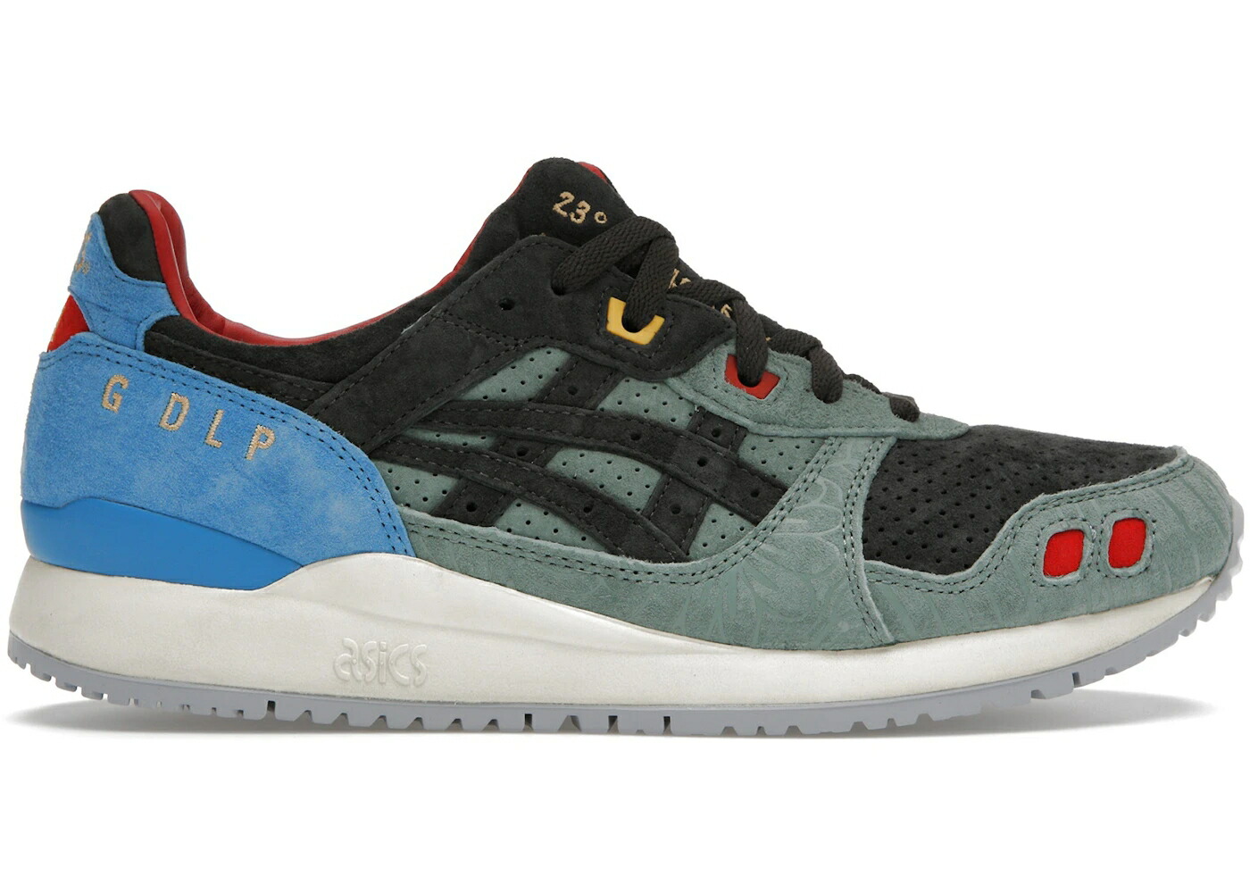 アシックス ゲルライト 灰色 グレー 緑 グリーン 青色 ブルー 赤 レッド スニーカー メンズ ASICS GEL-LYTE III OG GDLP TROPICALIA / GRAPHITE GREY GREEN BLUE RED