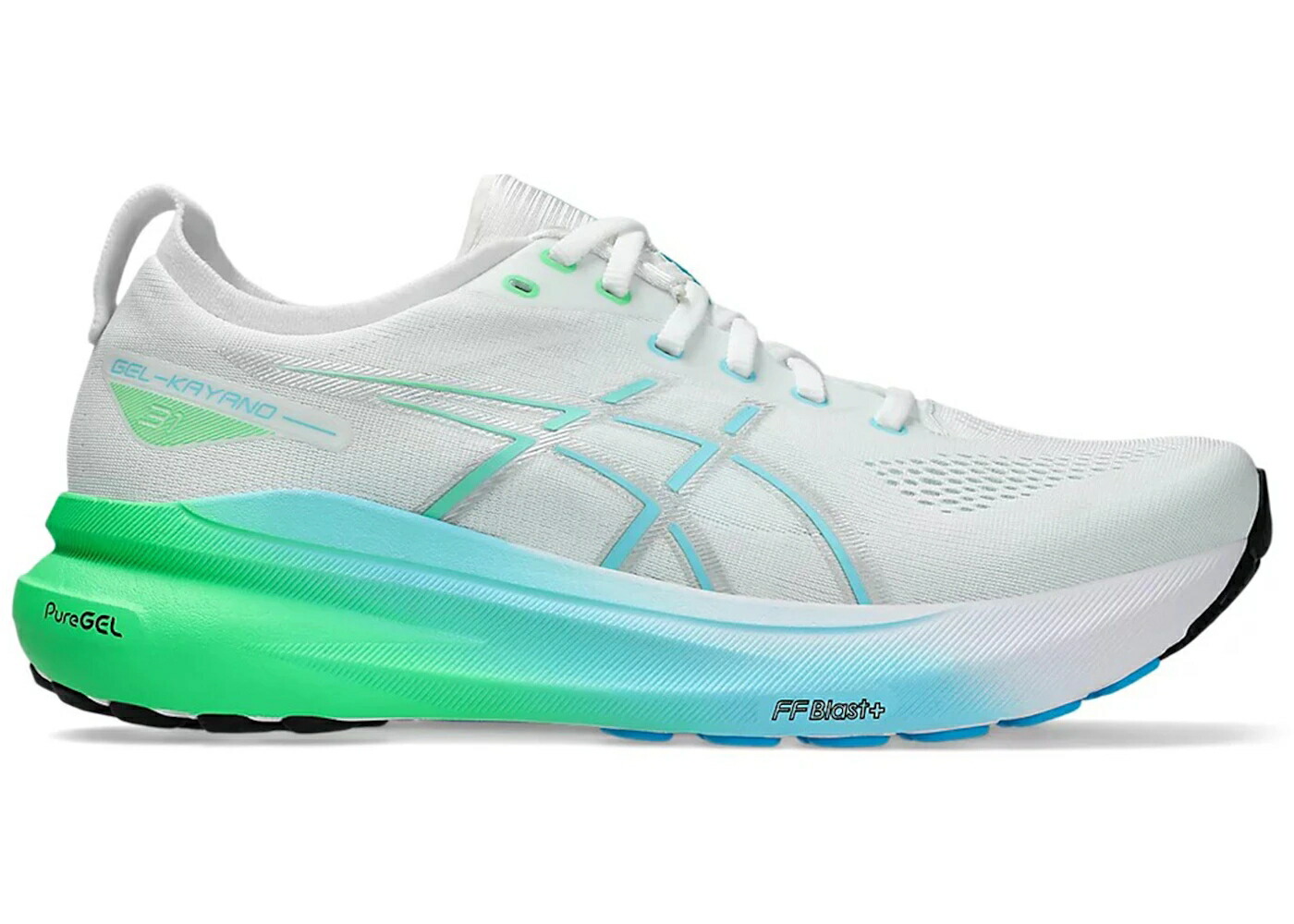 アシックス 白色 ホワイト シアン スニーカー メンズ ASICS GEL-KAYANO 31 WHITE BRIGHT CYAN / WHITE BRIGHT CYAN