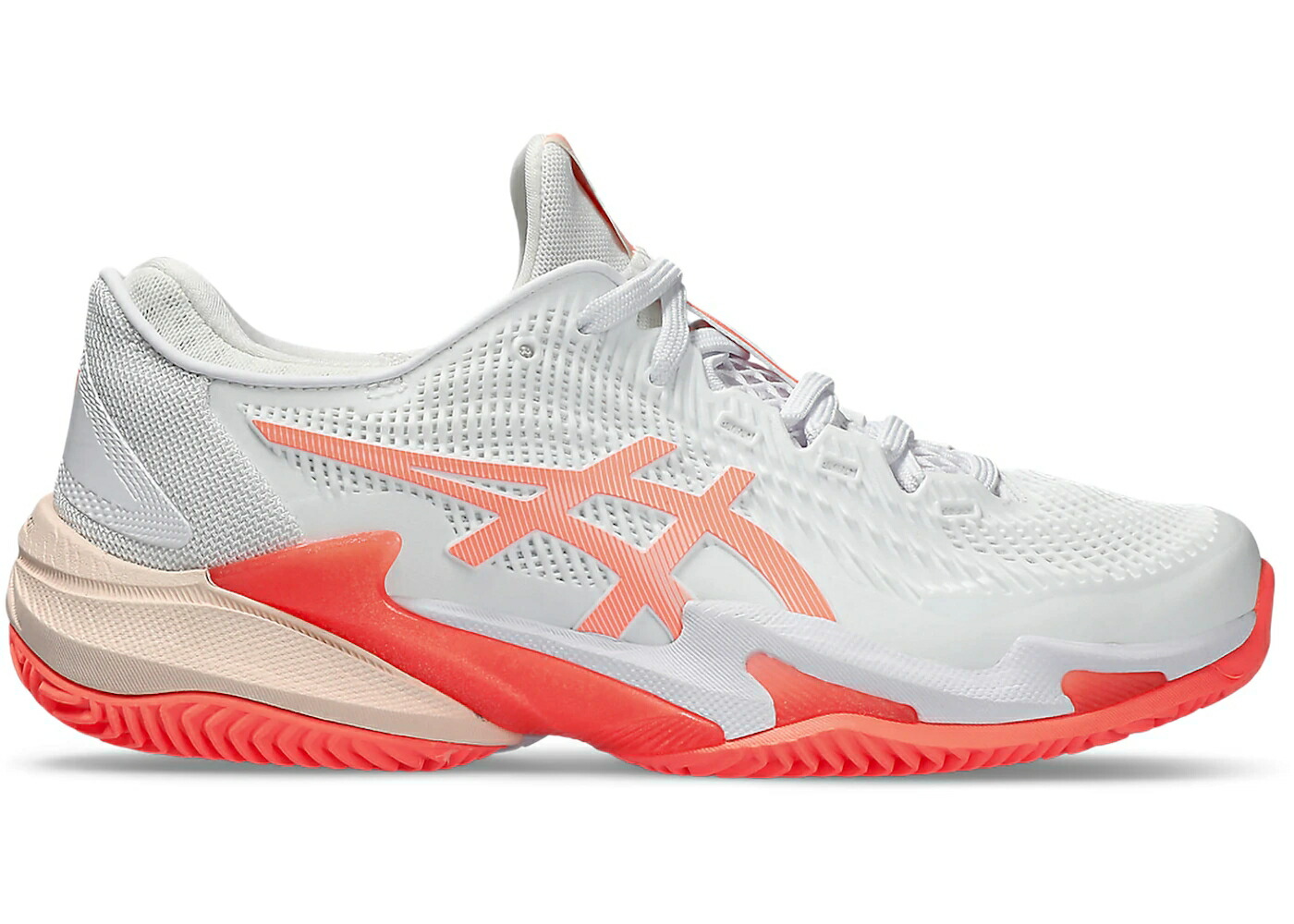 アシックス 厚地の外套 白いこと 白いこと WOMEN\u0027S スニーカー レディース ASICS COURT FF 3 CLAY WHITE SUN CORAL (WOMEN\u0027S) / WHITE SUN CORAL