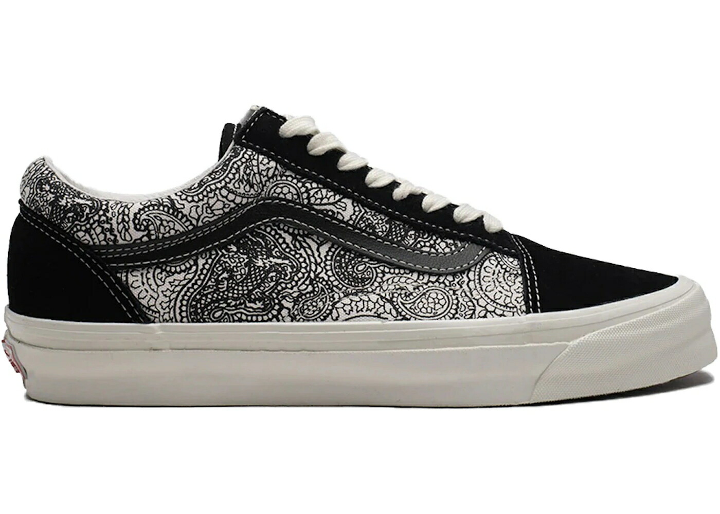 ヴァンズ バンズ ボルト 黒色 ブラック 白色 ホワイト ドラゴン オールドスクール スニーカー メンズ VANS VAULT OLD SKOOL BLACK WHITE PAISLEY / DRAGON BLACK