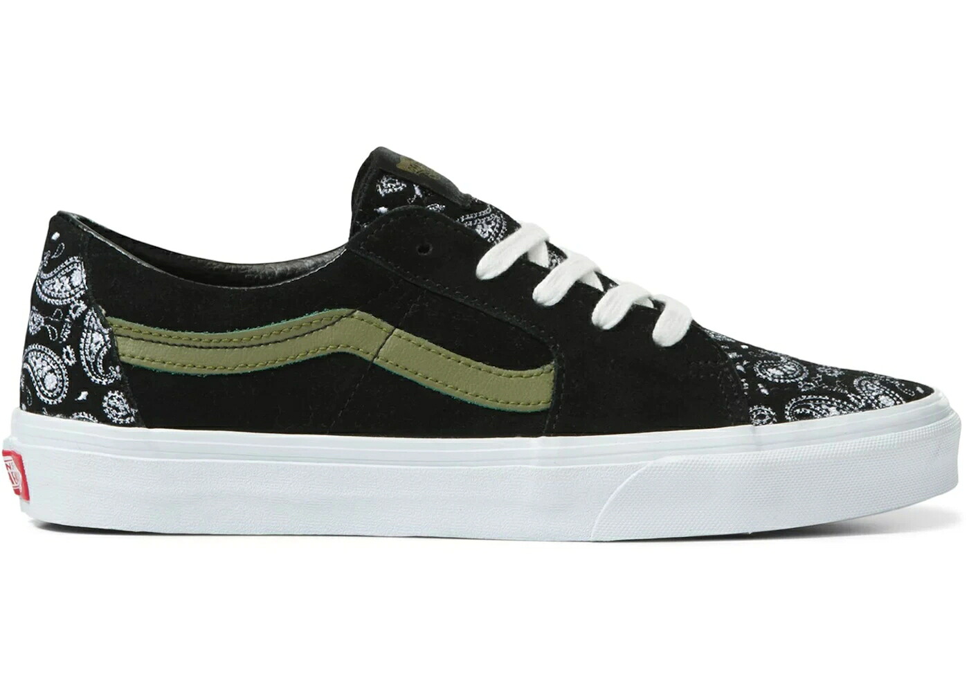 ヴァンズ バンズ スエード スウェード 黒色 ブラック 緑 グリーン 白色 ホワイト スニーカー メンズ VANS SK8-LOW PAISLEY SUEDE BLACK GREEN / BLACK WHITE GREEN