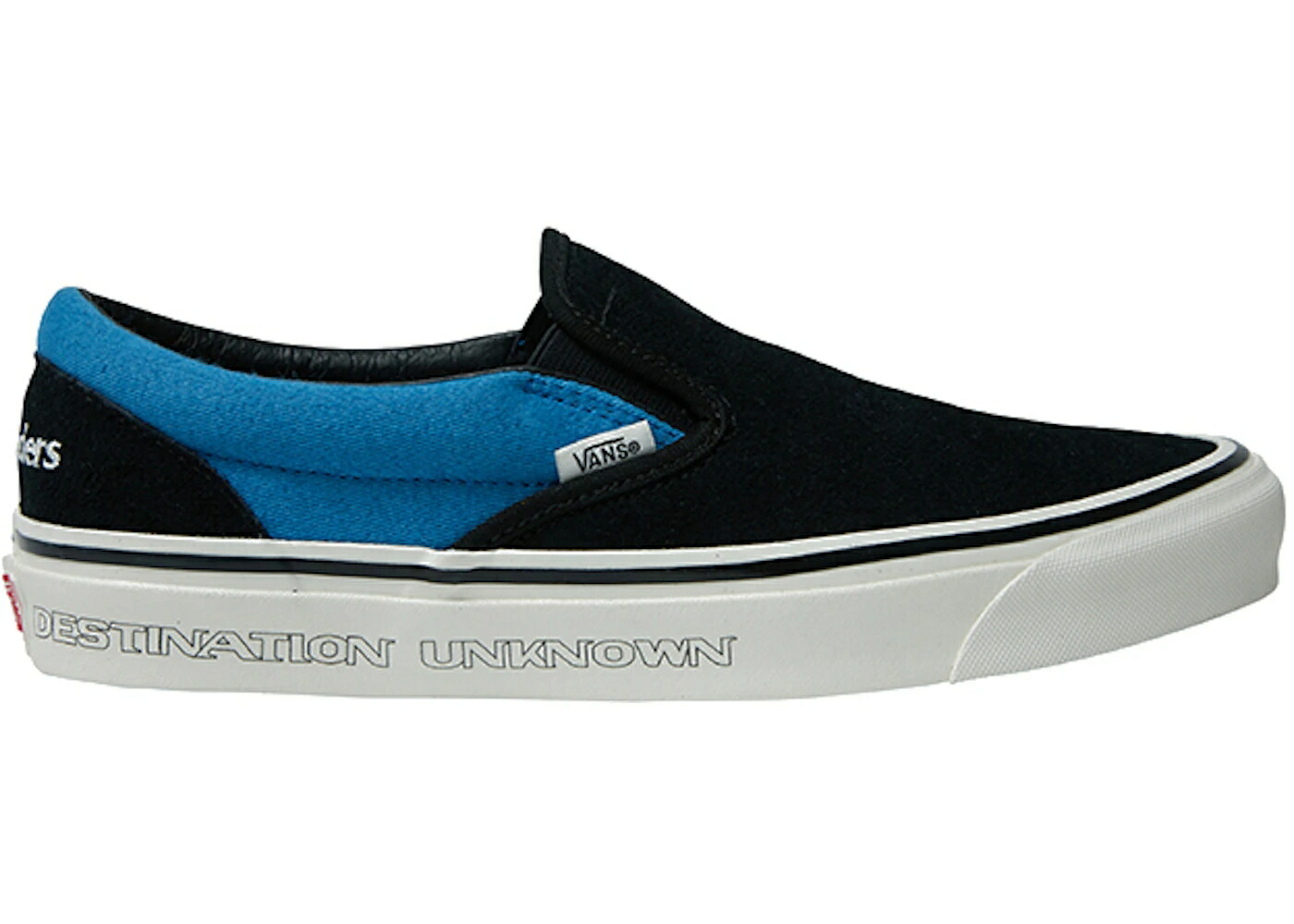 ヴァンズ バンズ クラシック スリッポン 黒色 ブラック 青色 ブルー 白色 ホワイト スニーカー メンズ VANS CLASSIC SLIP-ON 98 DX LIBERAIDERS / BLACK BLUE WHITE