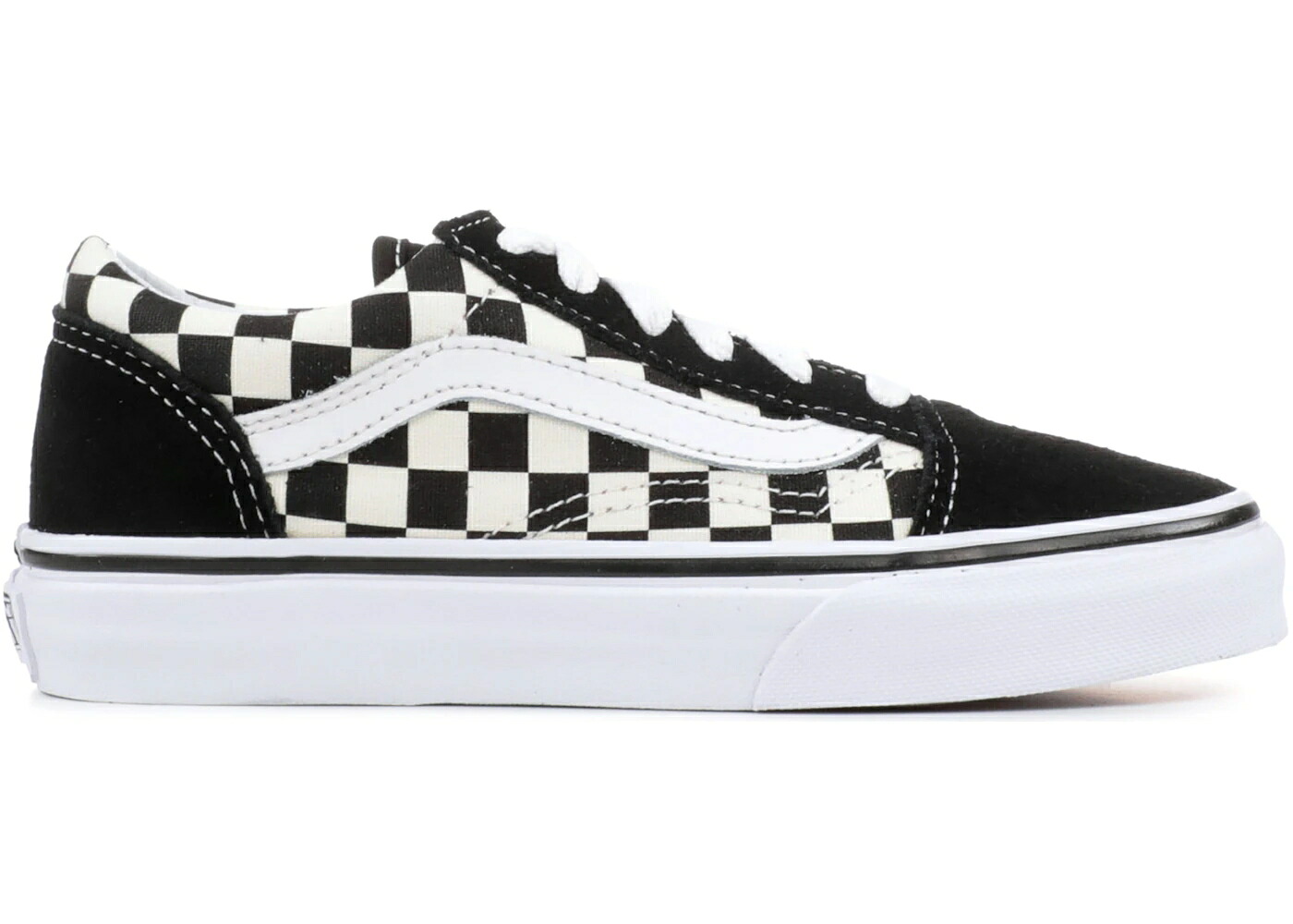 ヴァンズ バンズ 黒色 ブラック 白色 ホワイト オールドスクール ジュニア キッズ VANS OLD SKOOL PRIMARY CHECK (PS) / BLACK WHITE ベビー マタニティ スニーカー｜スニケス