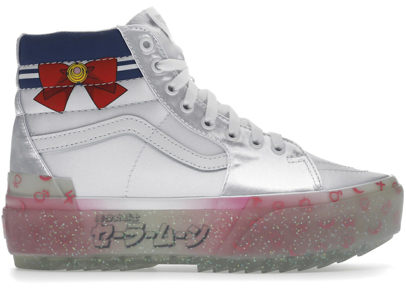 ヴァンズ バンズ スケートハイ 白色 ホワイト ピンク 青色 ブルー スニーカー ユニセックス VANS SK8-HI STACKED PRETTY GUARDIAN SAILOR MOON / WHITE PINK BLUE メンズ