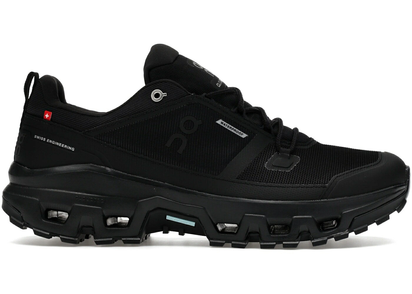 オン 黒色 ブラック スニーカー メンズ ON RUNNING CLOUDROCK LOW WATERPROOF ALL BLACK / BLACK BLACK