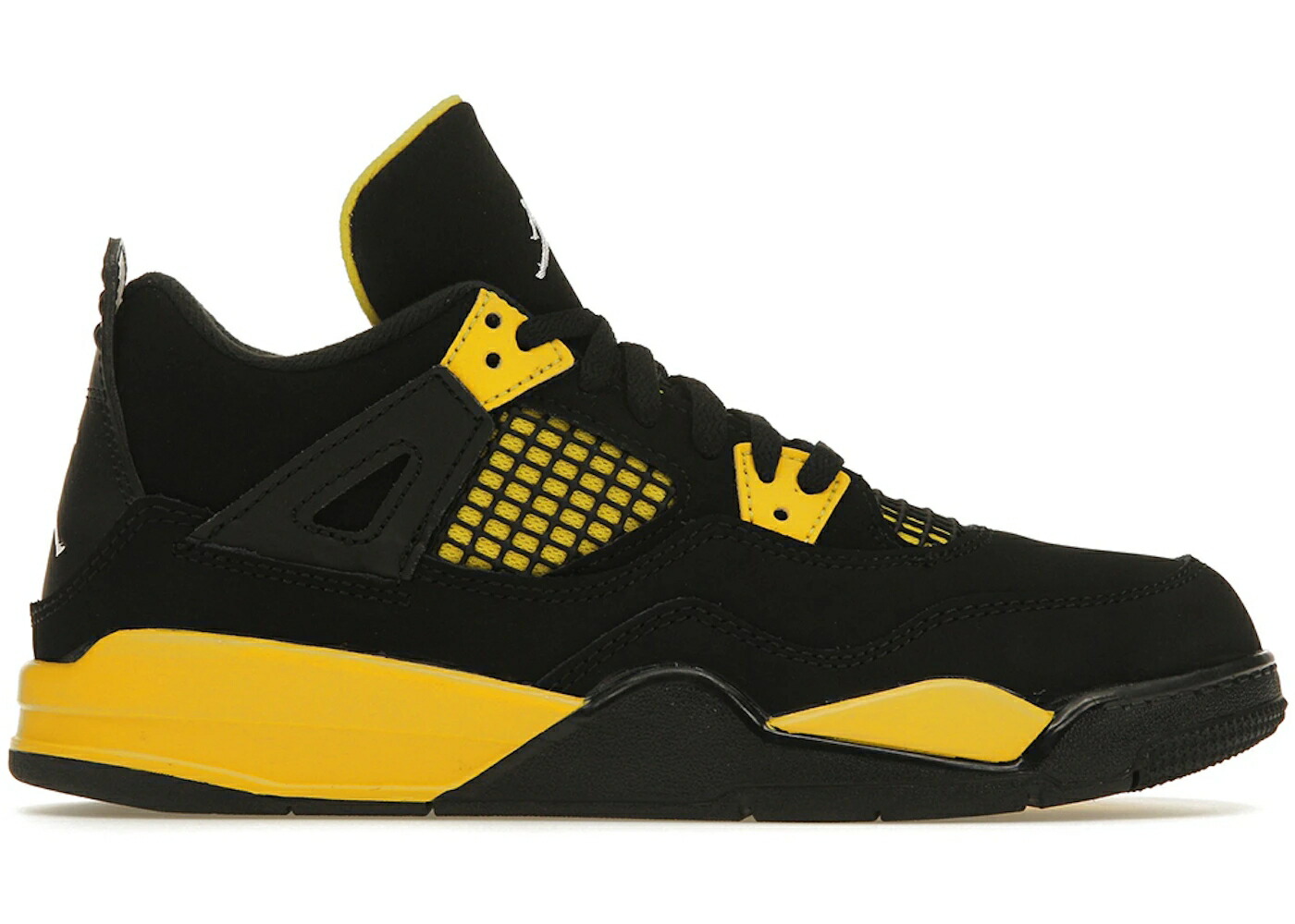 ナイキ ジョーダン サンダー 黒色 ブラック 黄色 イエロー ジュニア キッズ JORDAN 4 RETRO THUNDER (2023) (PS) / BLACK TOUR YELLOW ベビー マタニティ スニーカー