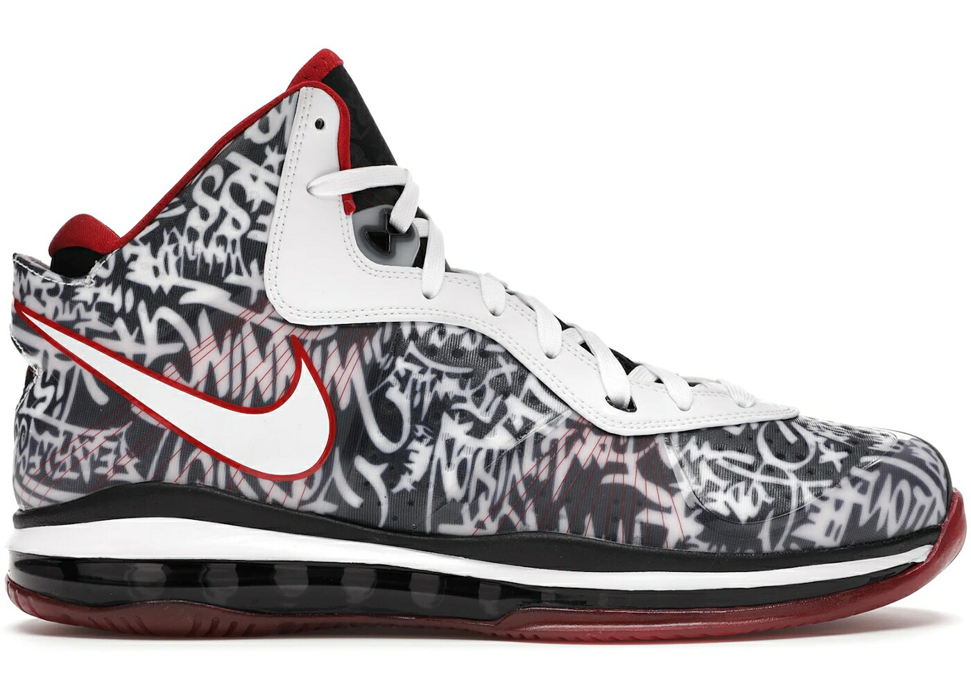 ナイキ レブロン 白色 ホワイト 赤 レッド 黒色 ブラック スニーカー メンズ NIKE LEBRON 8 GRAFFITI / WHITE UNIVERSITY RED BLACK