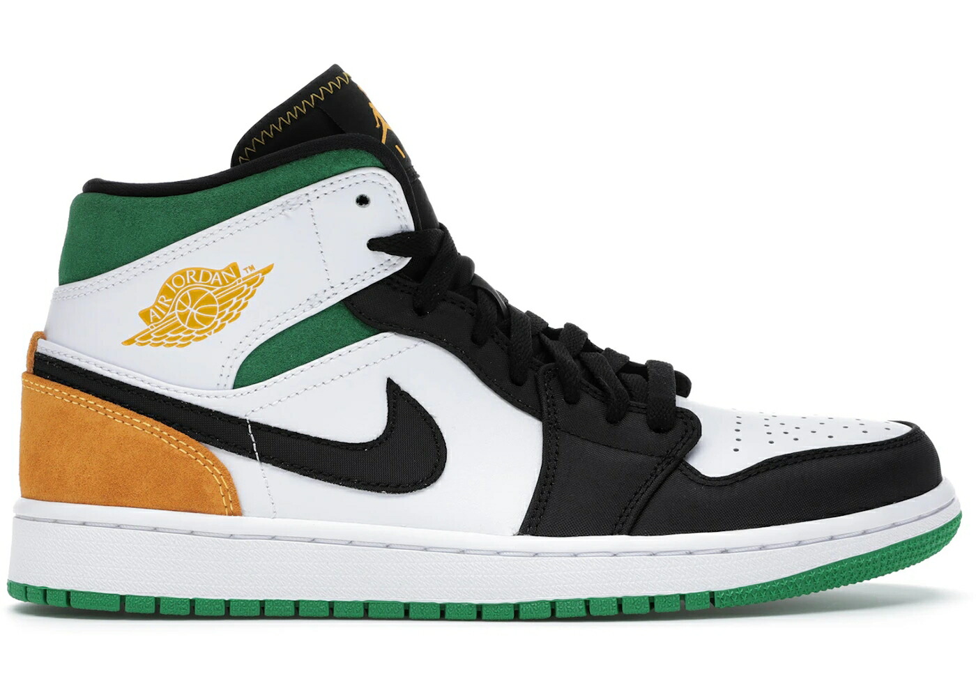ナイキ ジョーダン ミッド オークランド 白色 ホワイト 黒色 ブラック 緑 グリーン レーザー スニーカー メンズ JORDAN 1 MID OAKLAND / WHITE BLACK LUCKY GREEN LASER