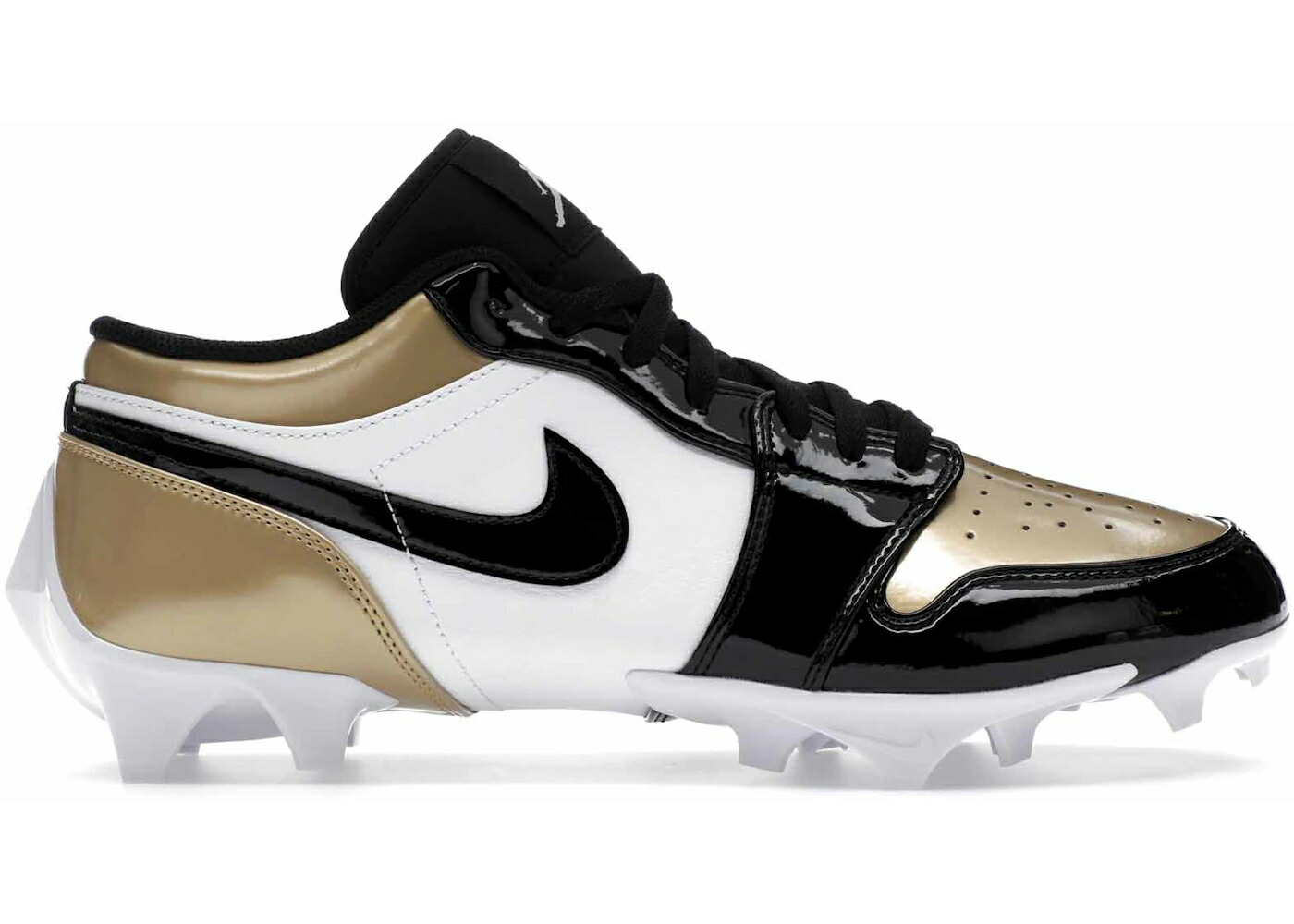 ナイキ ジョーダン パテント ゴールド 白色 ホワイト 黒色 ブラック スニーカー メンズ JORDAN 1 LOW TD CLEAT PATENT GOLD TOE / METALLIC GOLD WHITE BLACK