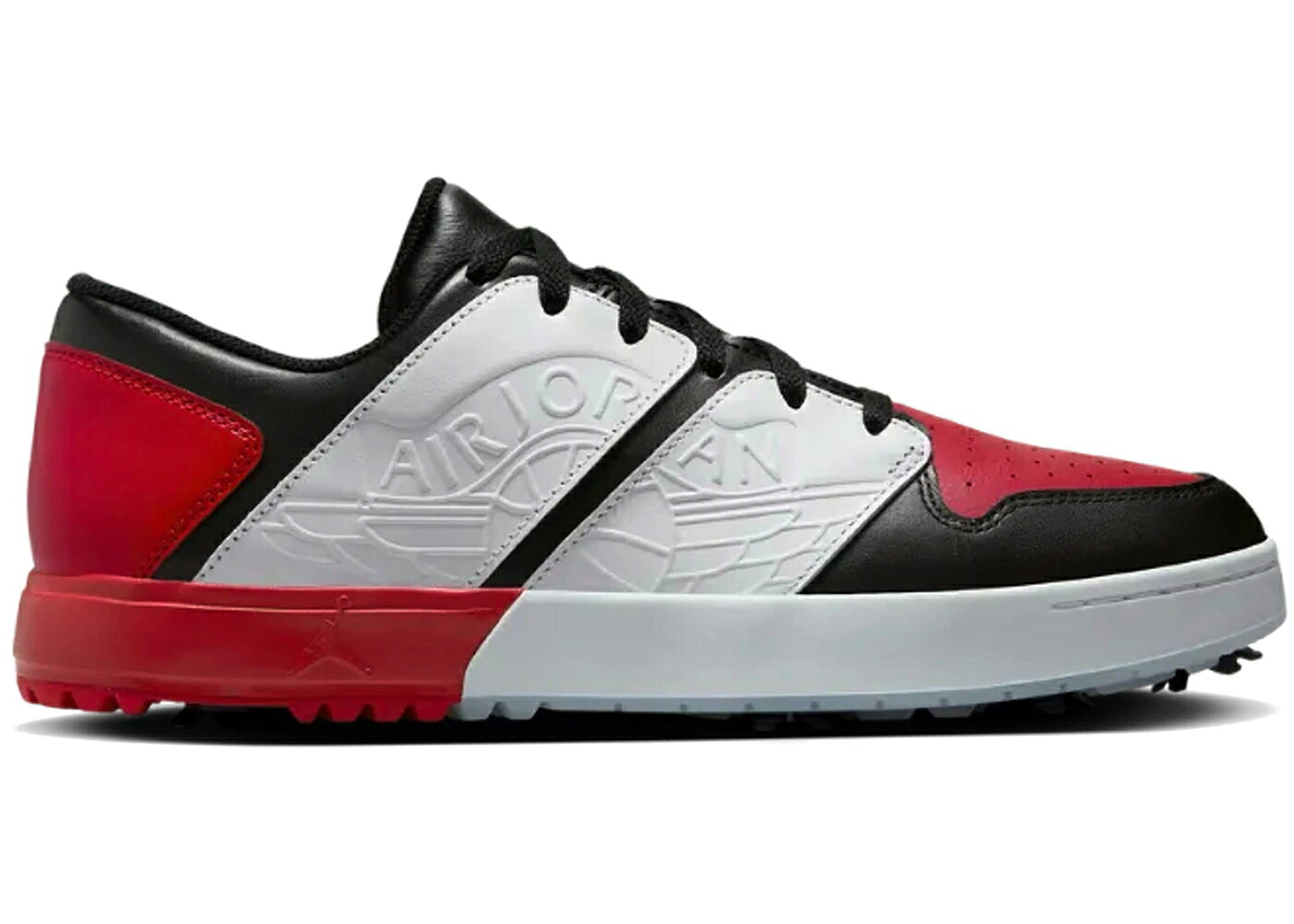 ナイキ ジョーダン ゴルフ シカゴ 黒色 ブラック 白色 ホワイト 赤 レッド 青色 ブルー スニーカー メンズ JORDAN NU RETRO 1 LOW GOLF CHICAGO / BLACK WHITE UNIVERSITY RED BLUE｜スニケス
