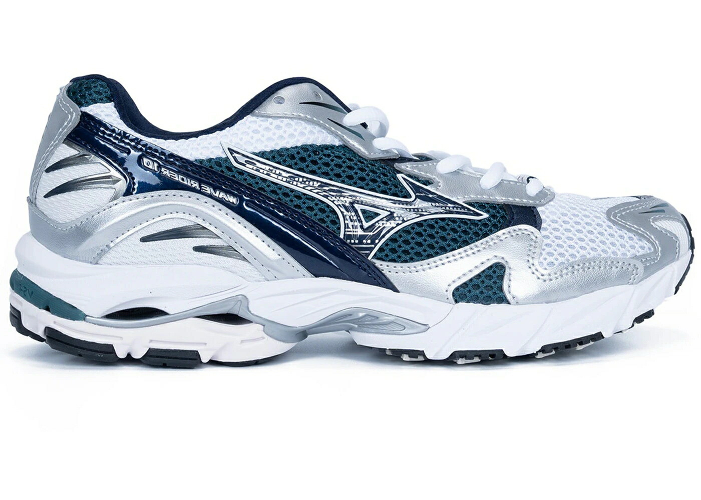 ミズノ ウェーブ ウェイブ 白色 ホワイト 青色 ブルー スニーカー メンズ MIZUNO WAVE RIDER 10 WHITE BARITONE BLUE / WHITE BARITONE BLUE