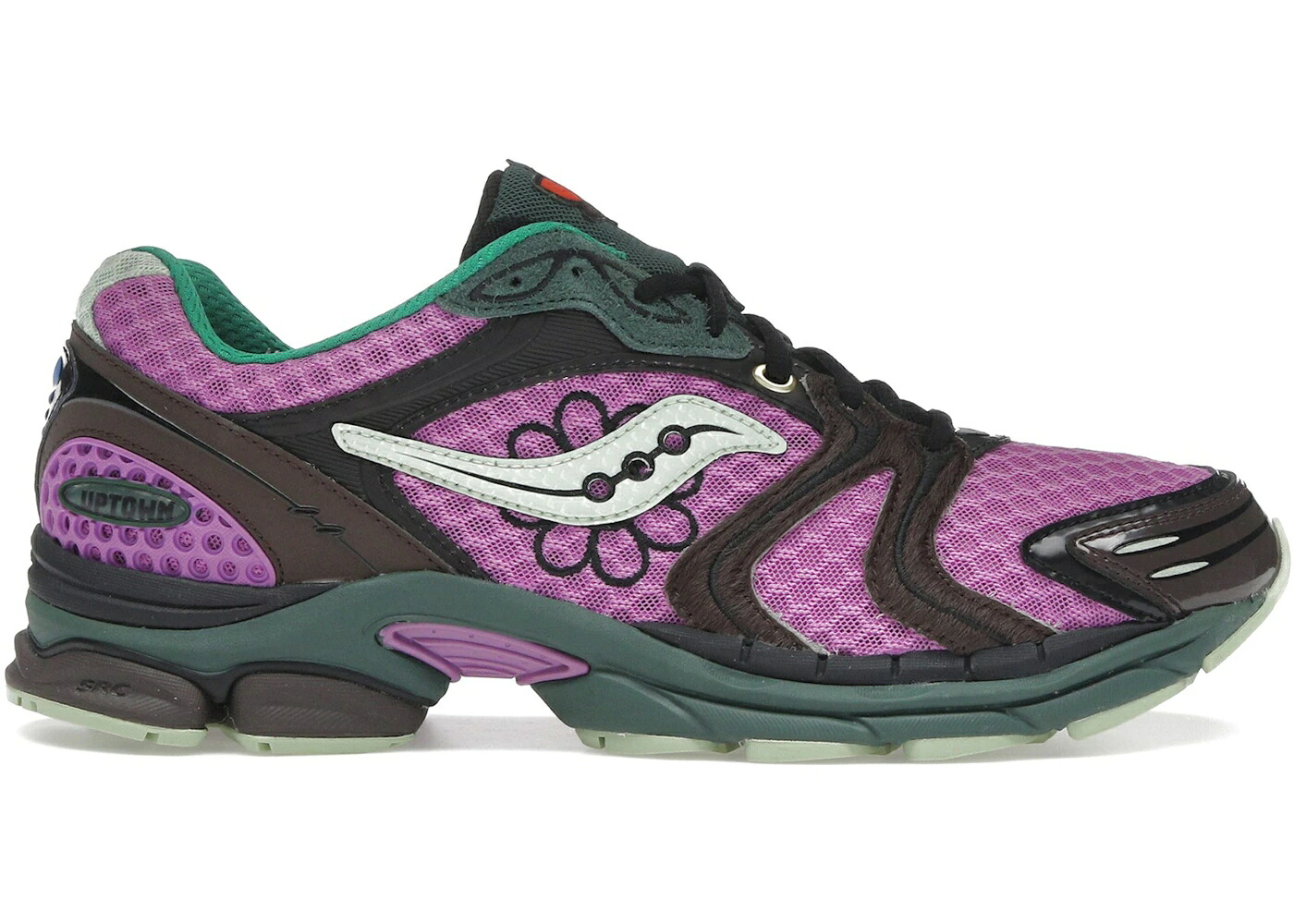 サッカニー 紫 パープル 茶色 ブラウン 緑 グリーン スニーカー メンズ SAUCONY PROGRID TRIUMPH 4 JAE TIPS FLOWERS GROW UPTOWN PERILLA / PURPLE BROWN GREEN MULTI COLOR|スニケス