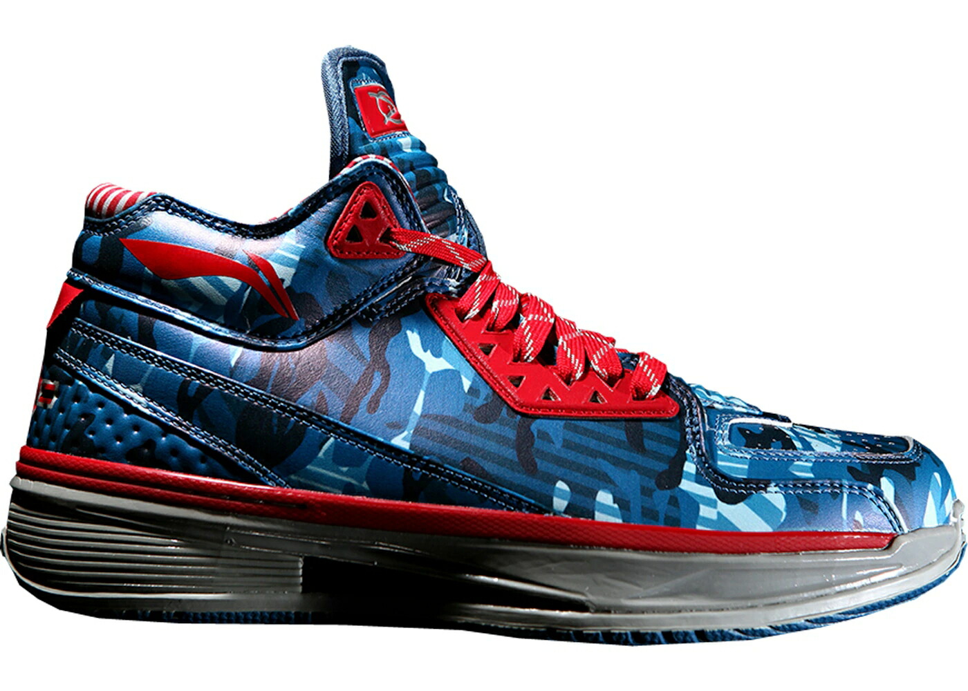 リーニン ウェイド 青み 青色 家鴨柄 赤 赤いこと 薄墨色 薄墨色 スニーカー メンズ LI-NING WAY OF WADE 2 BLUE CAMO / BLUE RED COLD GREY