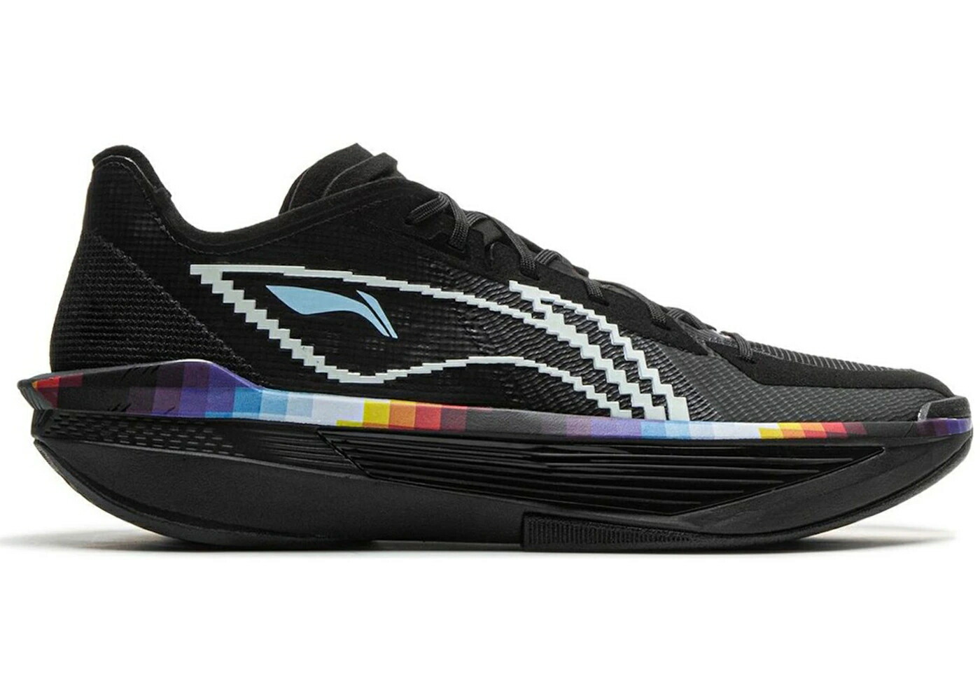 リーニン ウルトラ 黒色 ブラック 青色 ブルー スニーカー メンズ LI-NING ULTRA LIGHT 2025 PIXEL / BLACK LIGHT BLUE MULTI COLOR
