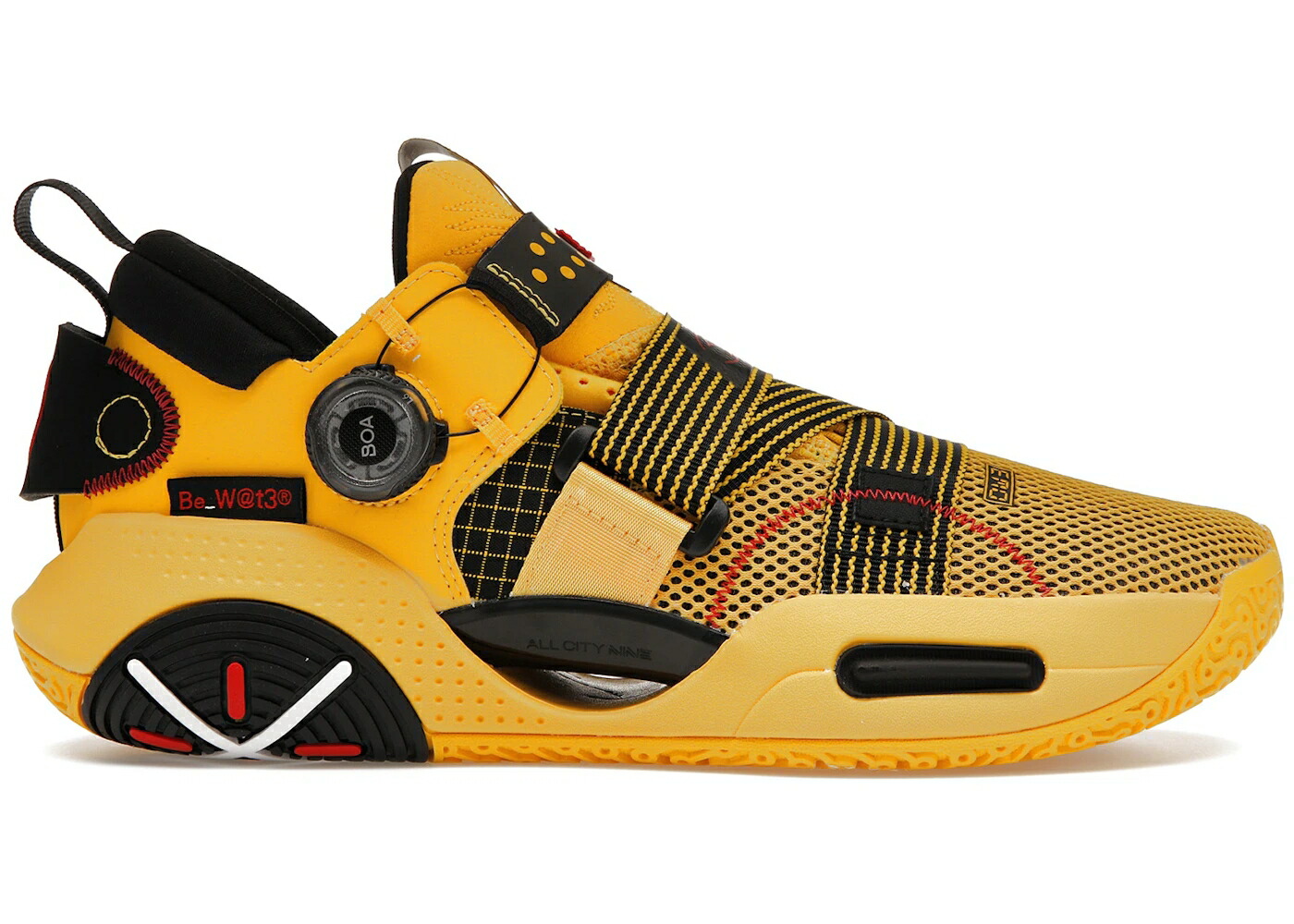 リーニン ウェイド シティ 黄色 イエロー 黒色 ブラック 赤 レッド スニーカー メンズ LI-NING WADE ALL CITY 9 V2 BOA BRUCE LEE / YELLOW BLACK RED